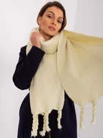 Light yellow smooth scarf with fringe