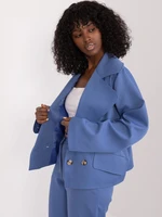 Grey-blue double-breasted oversize blazer