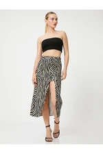 Koton Midi Skirt Draped Slit Linen Blend