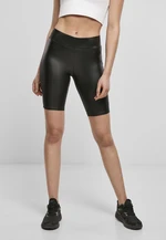 Women's synthetic leather cycling shorts black