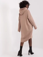 Dark beige asymmetrical basic sweatshirt made of cotton