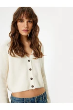 Koton Knitted Cardigan V-Neck Buttoned Long Sleeve