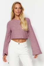 Trendyol Pink Crew Neck Spanish Sleeve Ribbed Flexible Crop Knitted Blouse