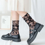 1pair New Women Summer Thin Middle Tube Socks Lace Butterfly Transparent Mesh Lolita Cute Socks for Girl Sweet Breathable Socks