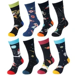 Cotton Socks Men Starry Night Retro Personality Fantasy Space UFO Astronaut Funny Happy Male Skateboard Socks