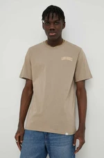 Bavlnené tričko Les Deux béžová farba, s potlačou, LDM101113