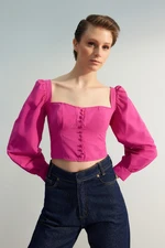 Trendyol Fuchsia Woven Balloon Sleeve Blouse