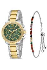 Polo Air Single Row Stone Sport Case Women's Wristwatch Colorful Zircon Stone Bracelet Combination Silver-Yellow