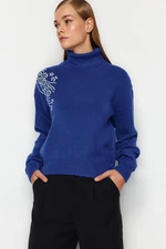 Trendyol Sax Stone Detailed Turtleneck Knitwear Sweater