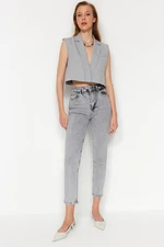 Trendyol Gray Normal Waist Mom Jeans