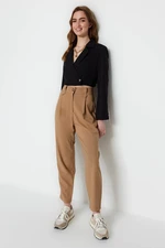 Trendyol Mink Carrot High Waist Polyviscon Woven Trousers