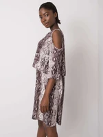 Ecru-grey dress with animal pattern Kadia RUE PARIS