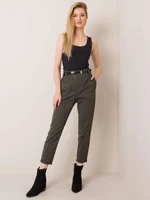 Khaki trousers with high waist