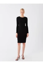 LC Waikiki Women's Knitwear Dress with a Crew Neck, Patterned and Long Sleeves.