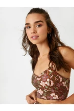 Koton Strapless V-Neck Floral Bustier