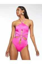 Koton Şahika Ercümen X - Halterneck Swimsuit with Window Detail