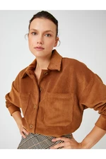 Koton Corduroy Oversized Shirt with Pockets