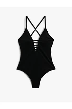 Koton V-Neck Swimwear with Thin Straps