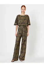 Koton Evening Dress Jumpsuit Leopard Patterned Short Sleeve