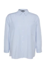 Trendyol Curve Blue Striped Poplin Shirt