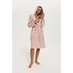 Women's dressing gown Karina with long sleeves - powder pink