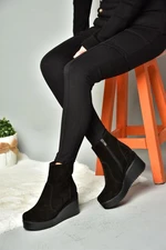 Fox Shoes R667930002 Black Genuine Leather and Suede Women's Boots