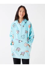 LC Waikiki Women's Hooded Patterned Long Sleeve Pajama Top