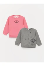 LC Waikiki Crew Neck Long Sleeve Printed Sweatshirt for Baby Girl 2-pack.