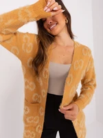 Camel women's cardigan with patterns