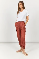 armonika Women's Cargo Pants with Tile Waist and Elasticated Legs.