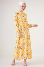 Bigdart 2144 Large Collar Hijab Dress - Yellow