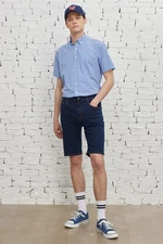 AC&Co / Altınyıldız Classics Men's Dark Navy Blue Slim Fit Slim Fit Cotton Flexible Denim Shorts.