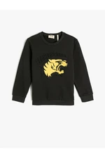 Koton Sweatshirt Tiger Printed Embossed Detailed Raised Crew Neck