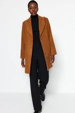 Trendyol Camel Premium Oversize Wide Cut Stamped Coat