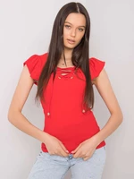 Red blouse with lacing