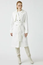 Koton Trench Coat - White - Double-breasted