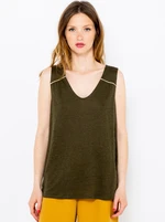 Khaki Linen Loose Tank Top CAMAIEU - Women