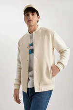 DEFACTO Regular Fit College Collar Bomber Inside Soft Fluffy Cardigan