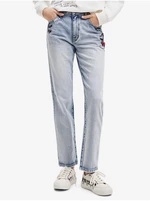 Light blue women straight fit jeans Desigual Mickey Rock - Women