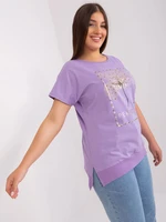 Light purple blouse plus size with trim