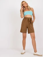 Brown casual cotton shorts with pockets OCH BELLA