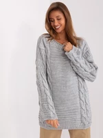 Grey sweater with oversize cables