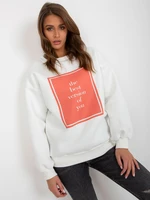 Ecru insulated oversize sweatshirt with print