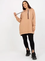 Large camel cotton hoodie