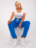 Dark blue plus size sweatpants with straight legs