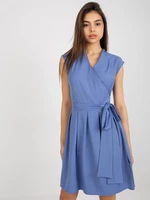 Dark blue wrap cocktail dress by Melissa