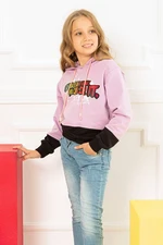 zepkids Girl's Text Printed Hoodie with Sweatshirt