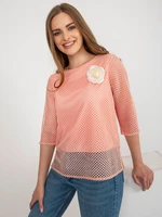 Peach formal blouse with flower