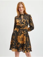 Orsay Brown-Black Women Floral Satin Dress - Women