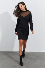 Cool & Sexy Women's Black Tulle Detailed Mini Dress AFR27